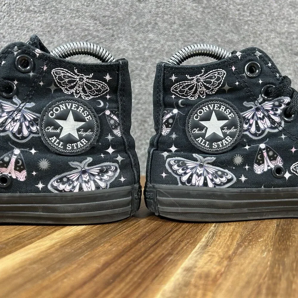 Converse Chuck Taylor All Star Kids Size 2 Black Celestial Moth High Top Shoes